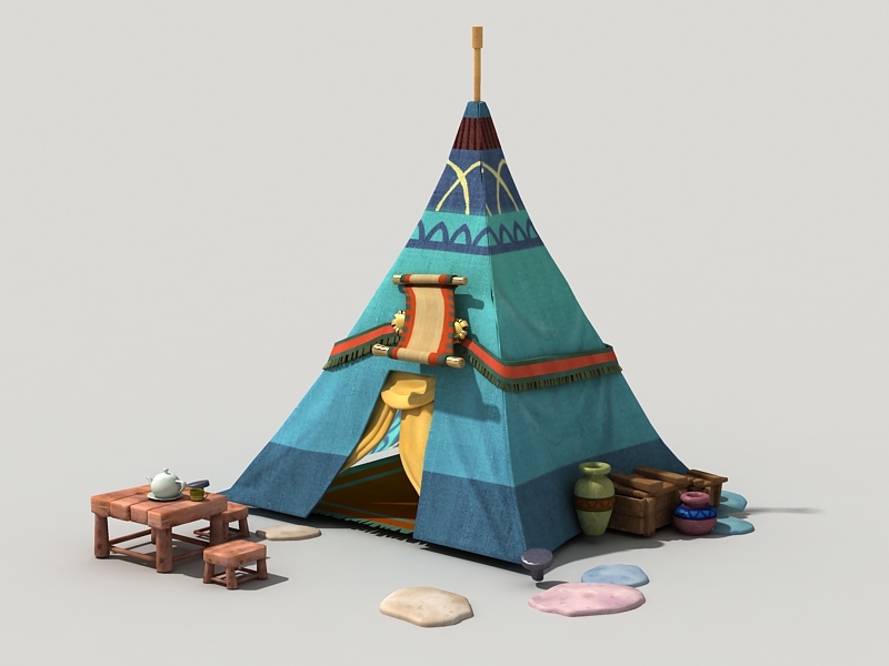 Cartoon Tent 3d model download — 3D model download