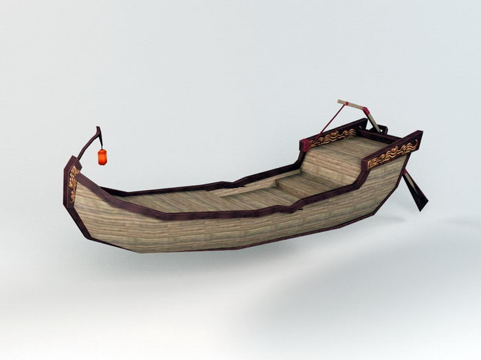 Antique Canoe Row Boat 3d model download — 3D model download