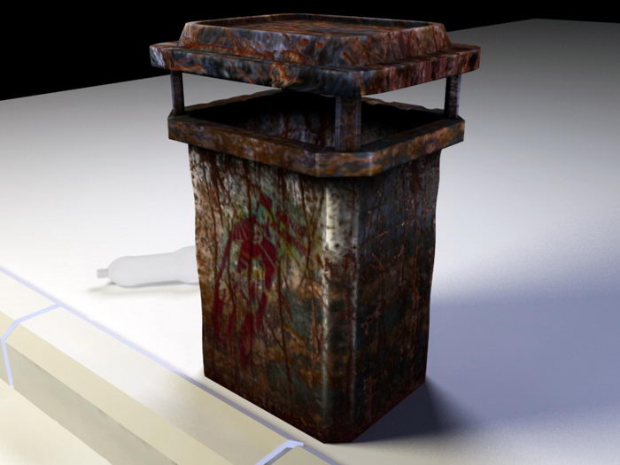 Rusty Metal Trash Can 3d model download — 3D model download