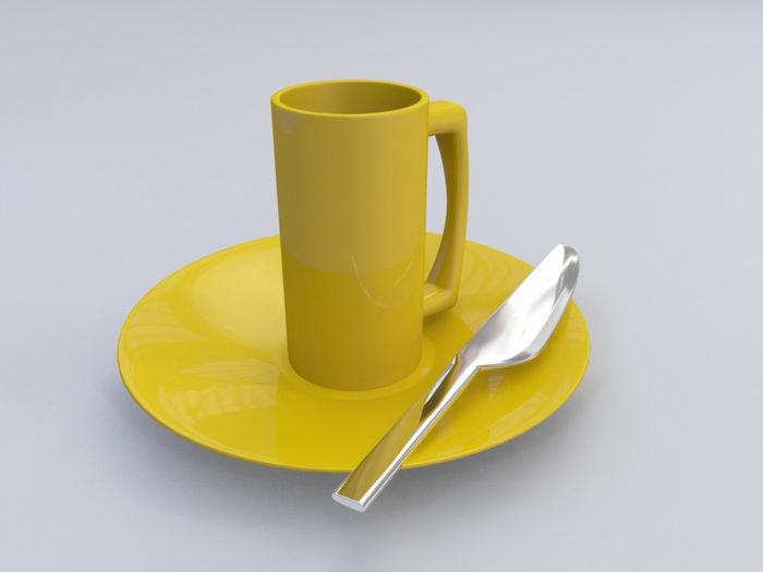 Dinner Plate Knife and Coffee Cup 3d model download — 3D model download