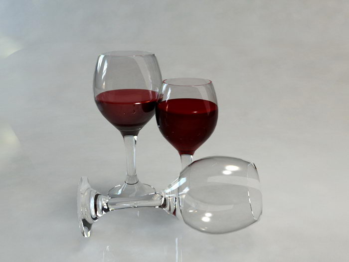 Red Wine Glasses 3d model download — 3D model download