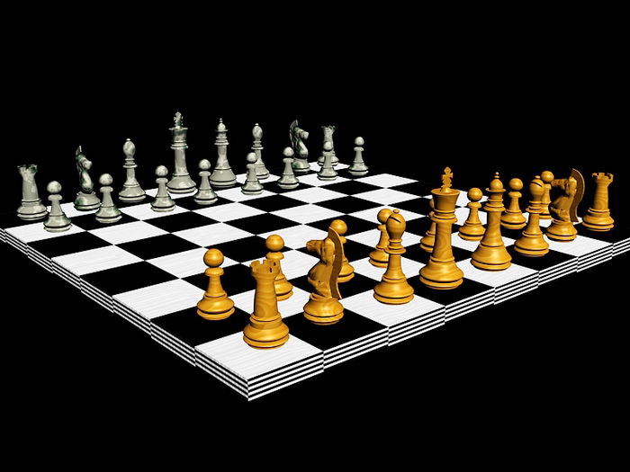 Wood Chess Set 3d model download — 3D model download