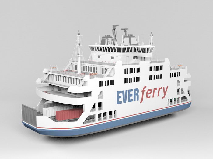 Passenger and Car Ferry 3d model download — 3D model download