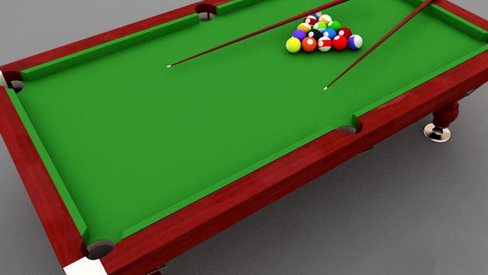 Pool Table with Equipment 3d model download — 3D model download