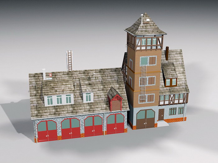 Fire Station Architecture 3d model download — 3D model download