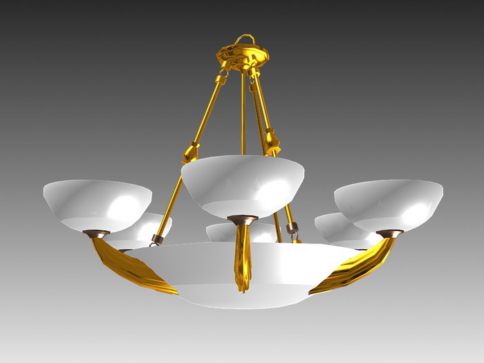 Antique Art Deco French Chandelier 3d model download — 3D model download