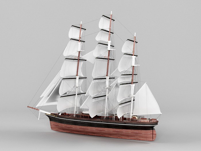 Clipper Ship Merchant Sailing Vessel 3d model download — 3D model download