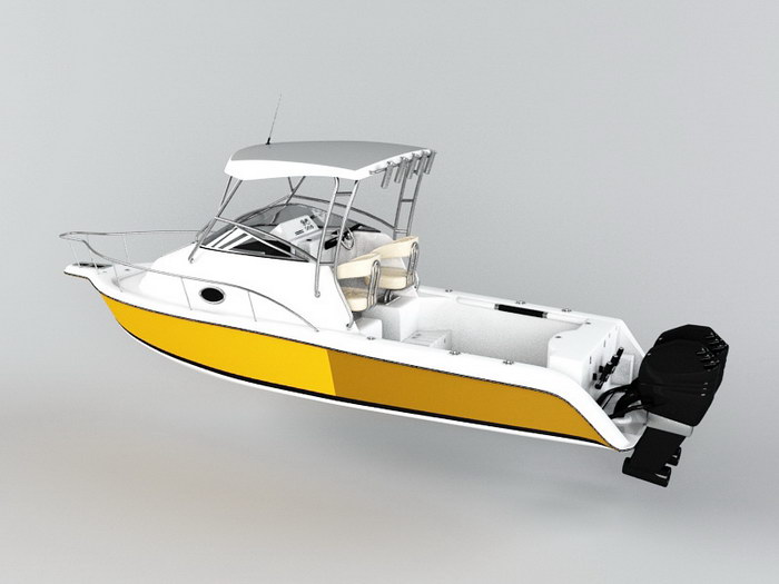 Small Cabin Motorboat 3d model download — 3D model download