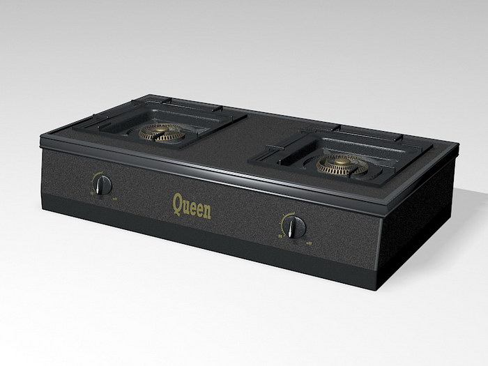 2 Burner Gas Stove Cooktop 3d model download — 3D model download