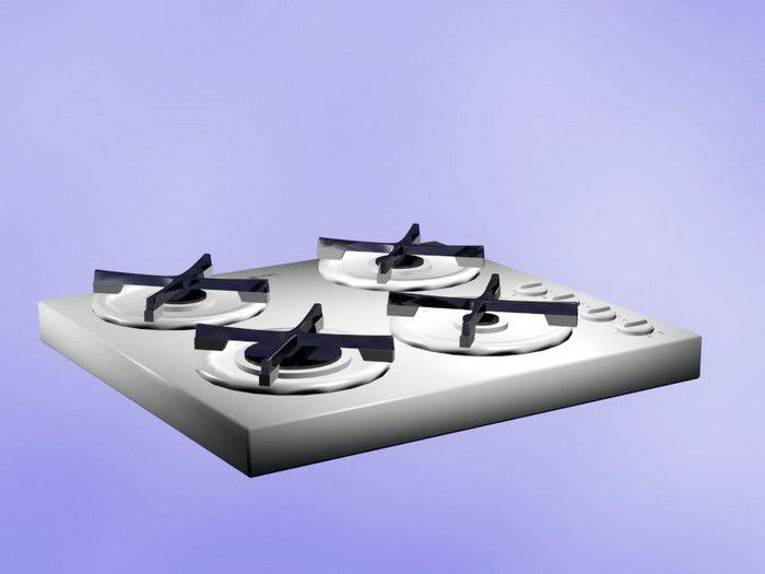 4 Burner Gas Cooktop 3d model download — 3D model download