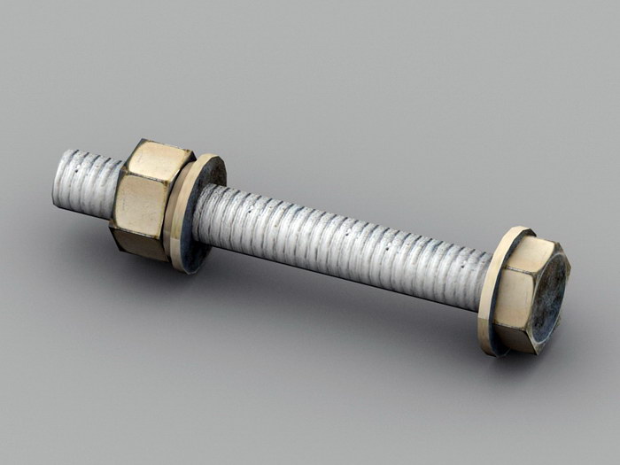 Old Hexagon Nut Bolt 3d model download — 3D model download