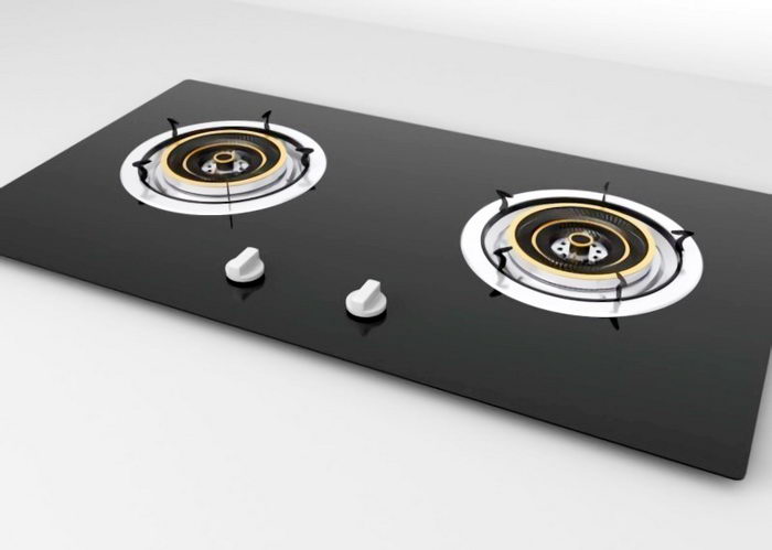 Black Gas Cooktop 3d model download — 3D model download