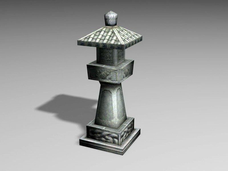 Japanese Style Stone Lantern 3d model download — 3D model download