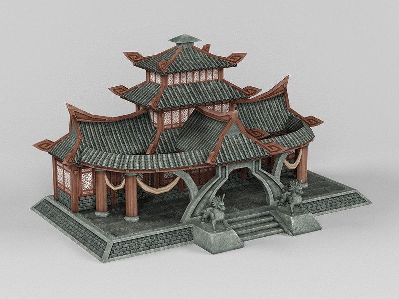 Traditional Chinese Reception Hall 3d model download — 3D model download