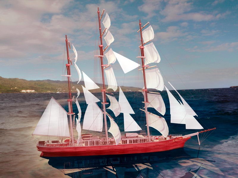 Barque Sailing Ship 3d model download — 3D model download