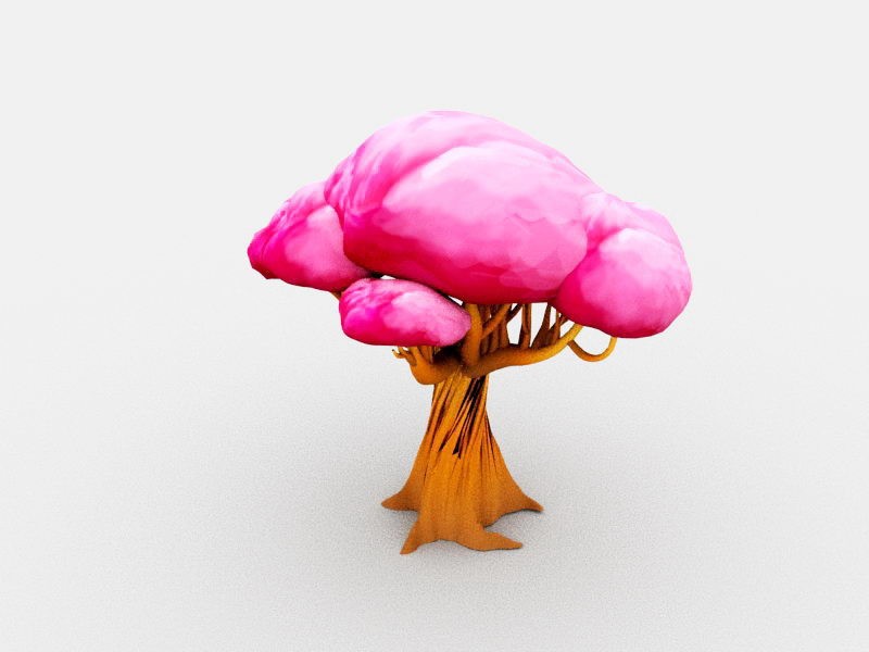 Pink Tree Cartoon 3d model download — 3D model download