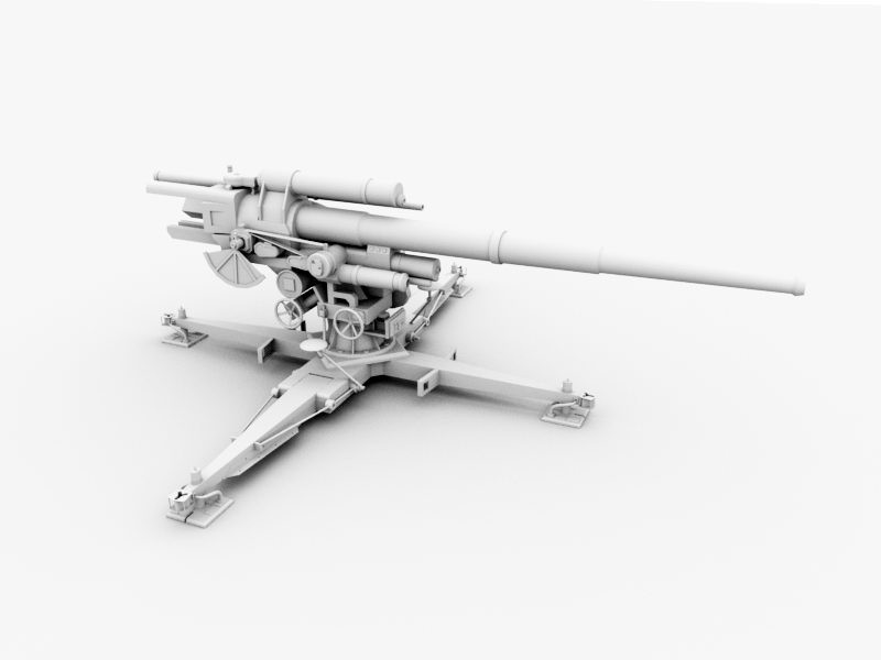 WW2 German AA Gun 3d model download — 3D model download