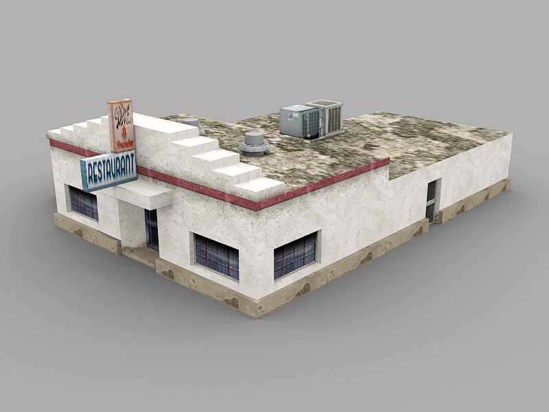 Old Restaurant Exterior 3d model download — 3D model download