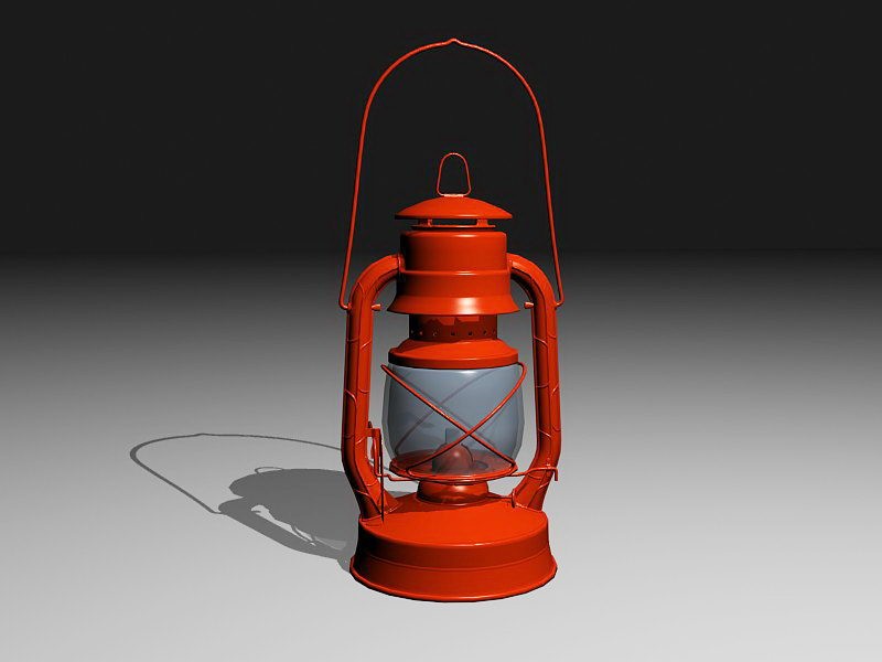 Red Kerosene Lamp 3d model download — 3D model download