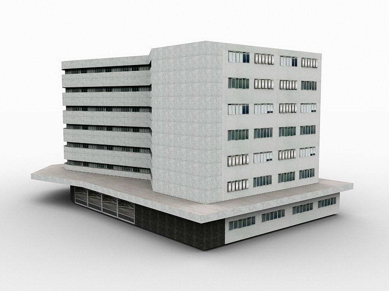 White Office Building Exterior 3d model download — 3D model download