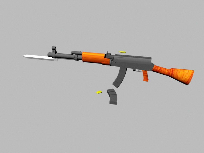 AK-47 with Magazine and Bayonet 3d model download — 3D model download