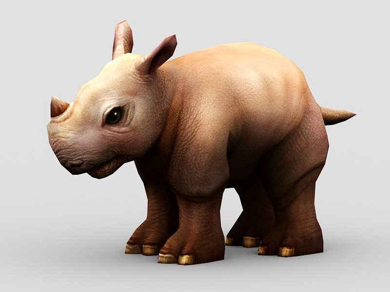 Cute Cartoon Rhino 3d model download — 3D model download