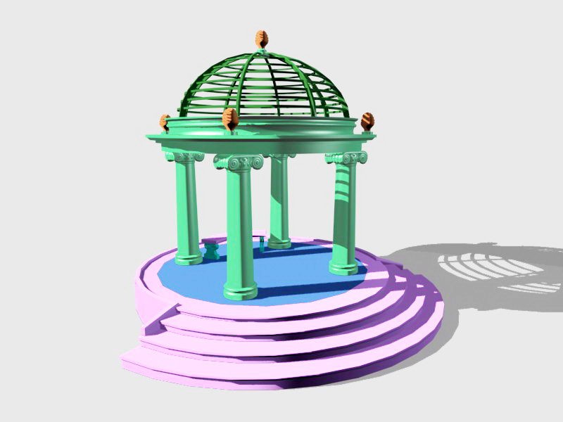 Round Garden Gazebo 3d model download — 3D model download