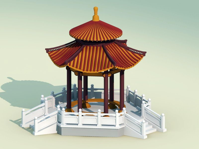 Oriental Garden Gazebo 3d model download — 3D model download
