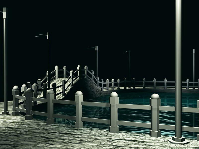 The Small Bridge And Flowing Water 3d model download — 3D model download