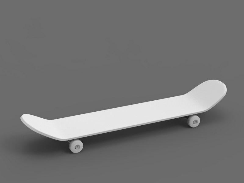 White Skateboard 3d model download — 3D model download