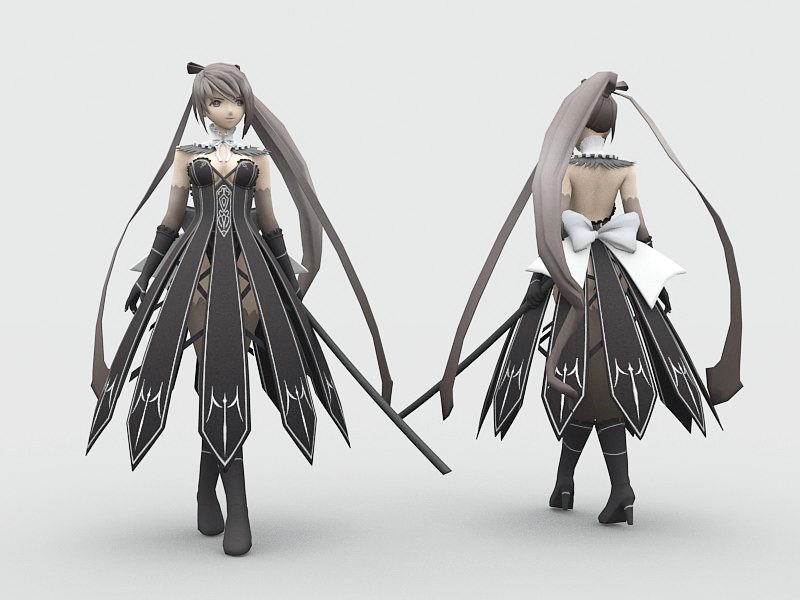 Anime Sword Fighter Girl 3d model download — 3D model download