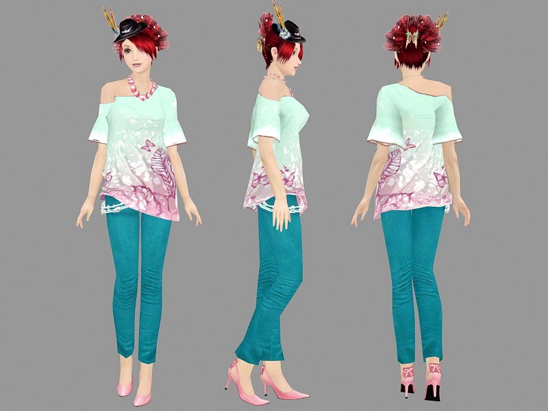Stylish Girl Character 3d model download — 3D model download