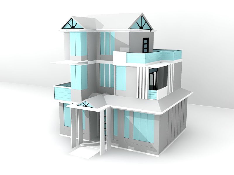 Three Floor House Design 3d model download — 3D model download