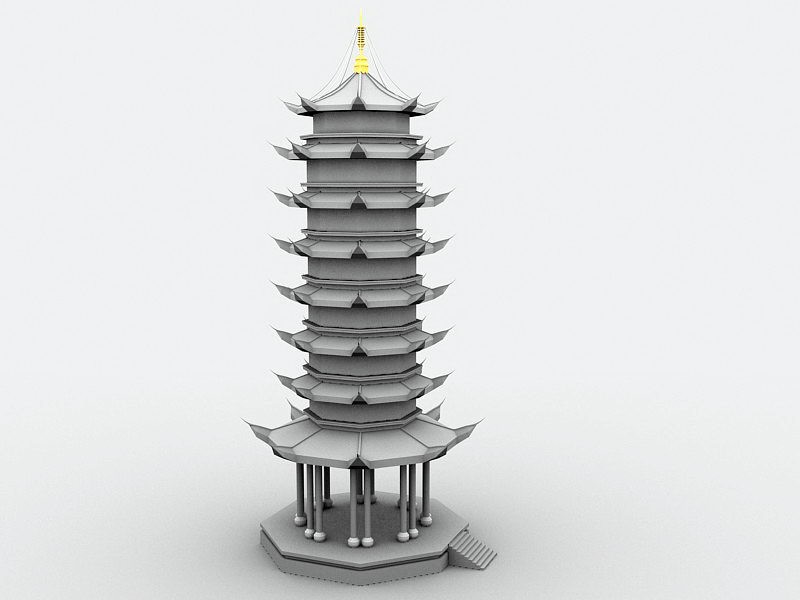 Old Chinese Pagoda 3d model download — 3D model download