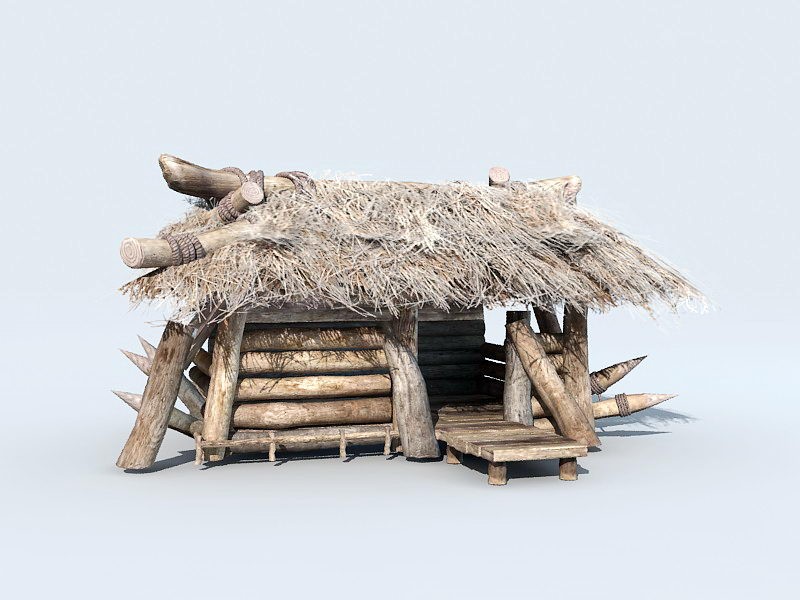 Primitive Log Cabin 3d model download — 3D model download