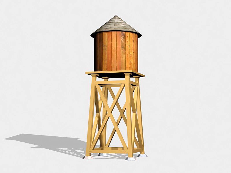 Vintage Wooden Water Tower 3d model download — 3D model download