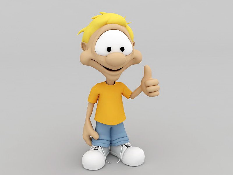 Funny Boy Cartoon Character 3d model download — 3D model download