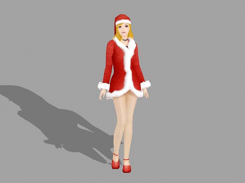 Happy Christmas Girl 3d model download — 3D model download
