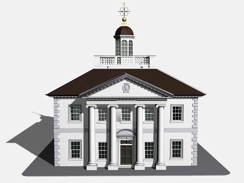 Ionic Pillar Building 3d model download — 3D model download