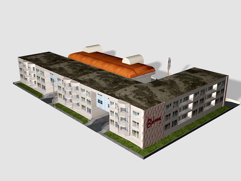 Old Restaurant Apartment Complex 3d model download — 3D model download
