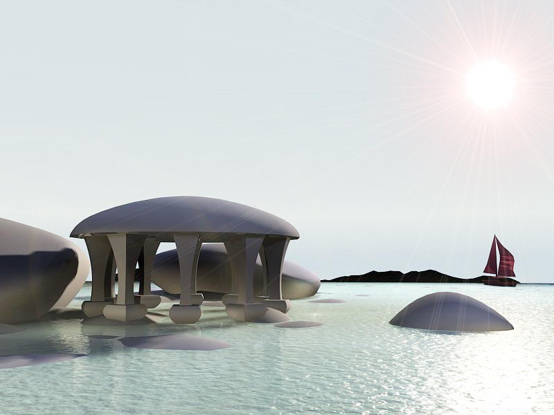 Sunset Beach Pavilion 3d model download — 3D model download