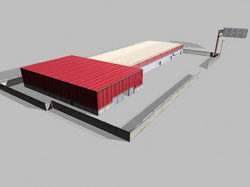 Industrial Warehouse Exterior 3d model download — 3D model download