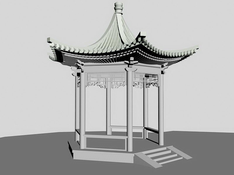 Chinese Hexagonal Pavilion 3d model download — 3D model download