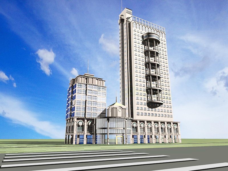Modern Hotel Commercial Complex 3d model download — 3D model download