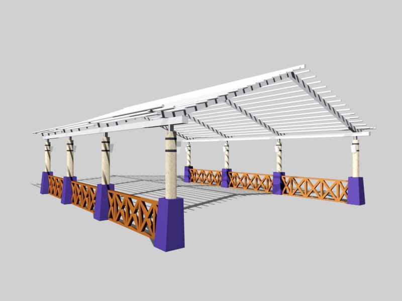 Outdoor Patio Pergola 3d model download — 3D model download