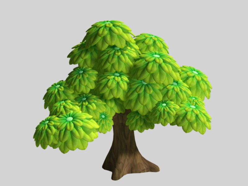 Green Cartoon Tree 3d model download — 3D model download