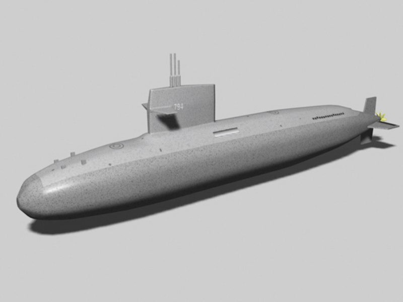 ROCS Hai Hu SS-794 Attack Submarine 3d model download — 3D model download