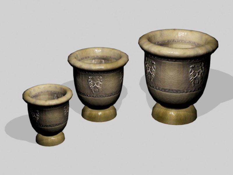 Terracotta Garden Pots 3d model download — 3D model download