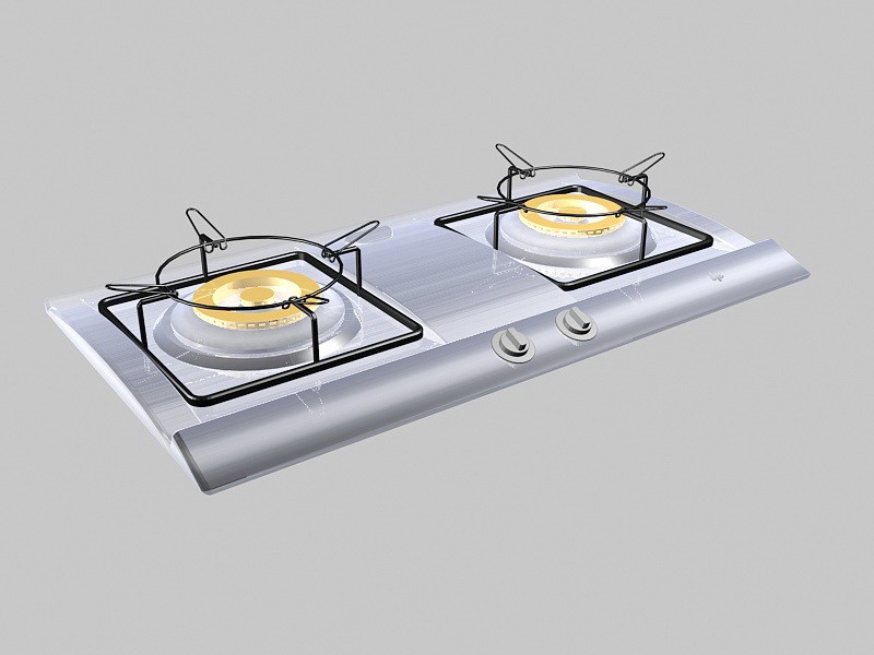 2 Burner Gas Stove Top 3d model download — 3D model download