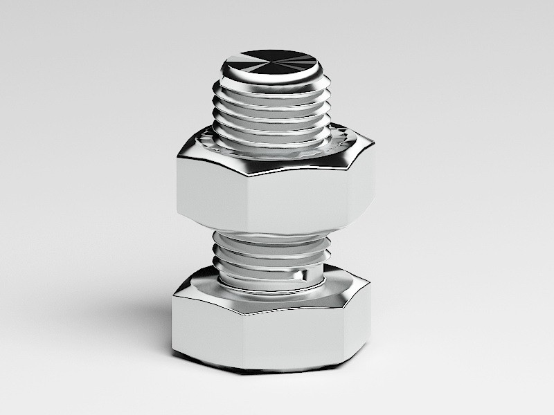 Bolt with Nut 3d model download — 3D model download